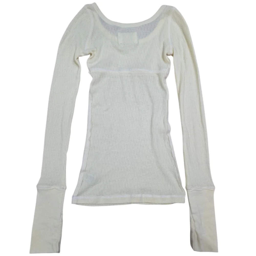Abercrombie Vintage Babydoll NWT Light Yellow Long Sleeve Ribbed Top - Picture 4 of 4